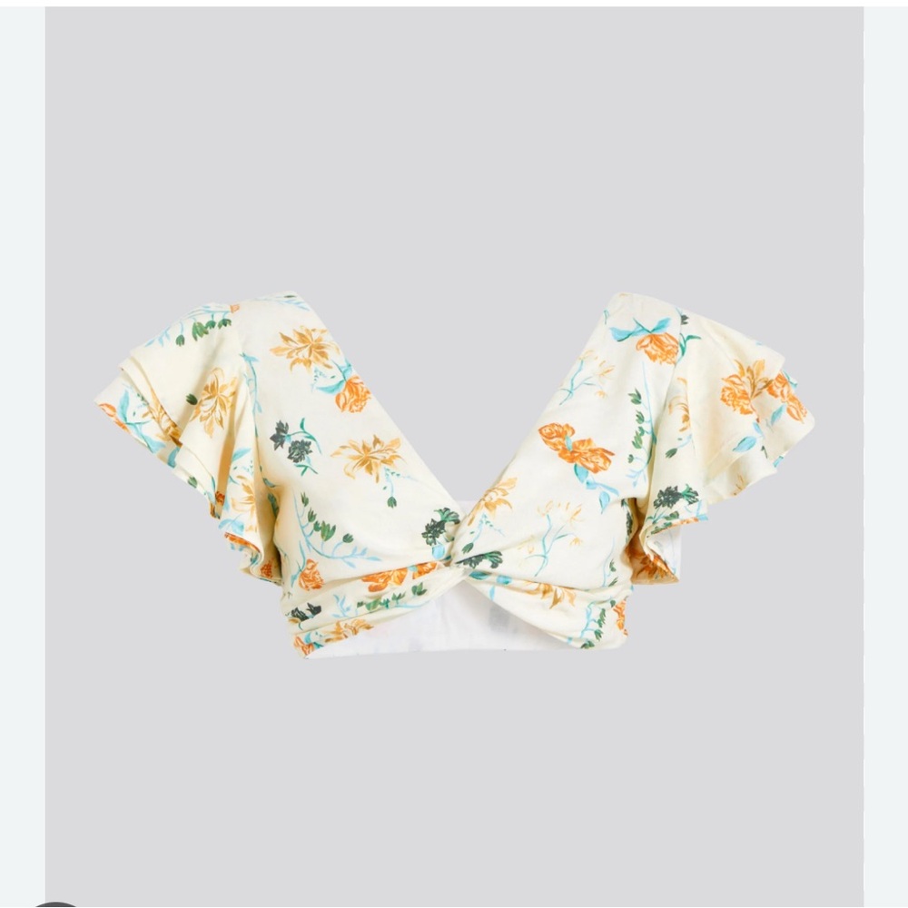 SOLID & STRIPED Floral Ruffle Crop Top
